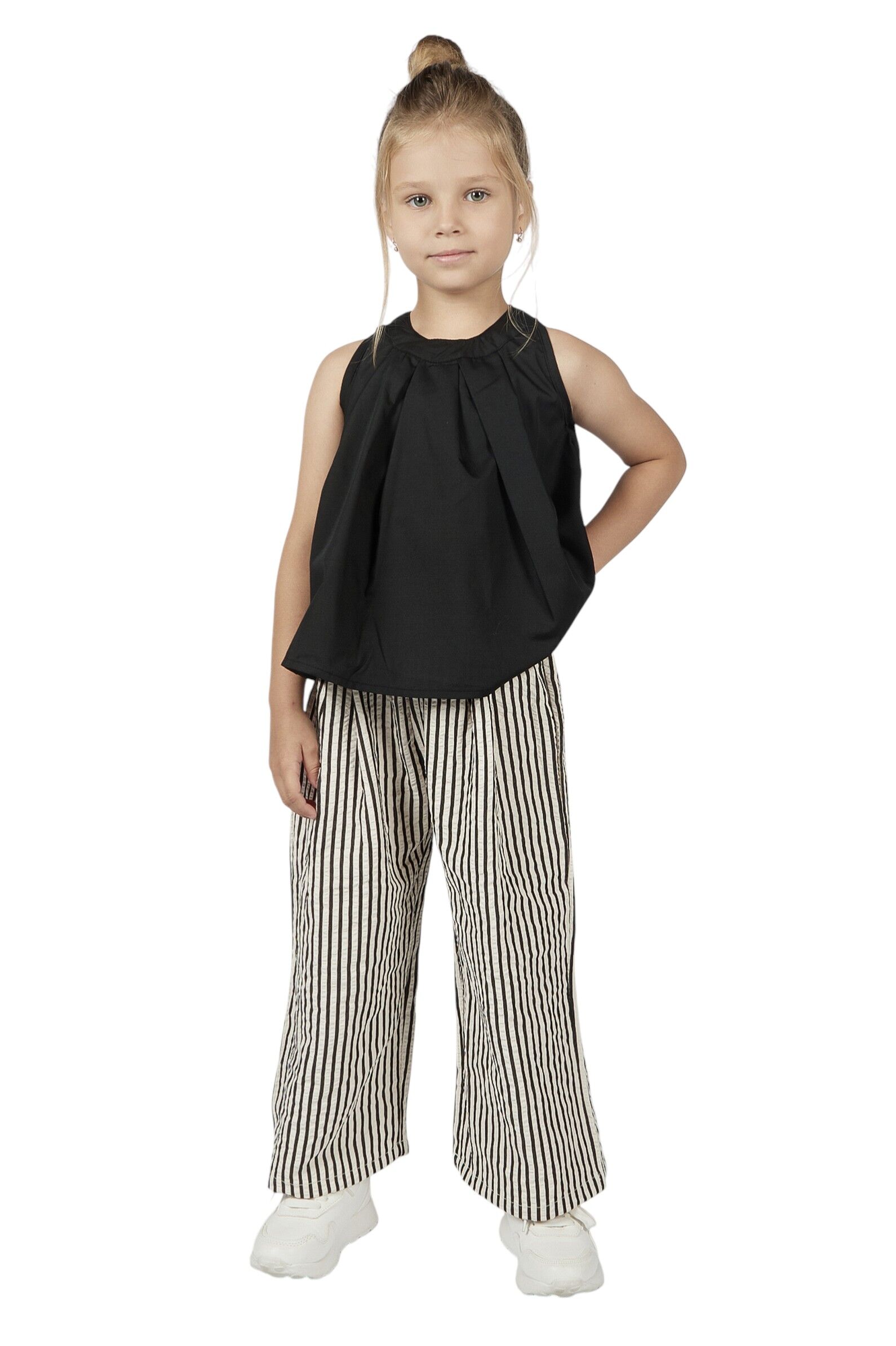 Блуза дев. АРТ.G-SH26139,чер,хл