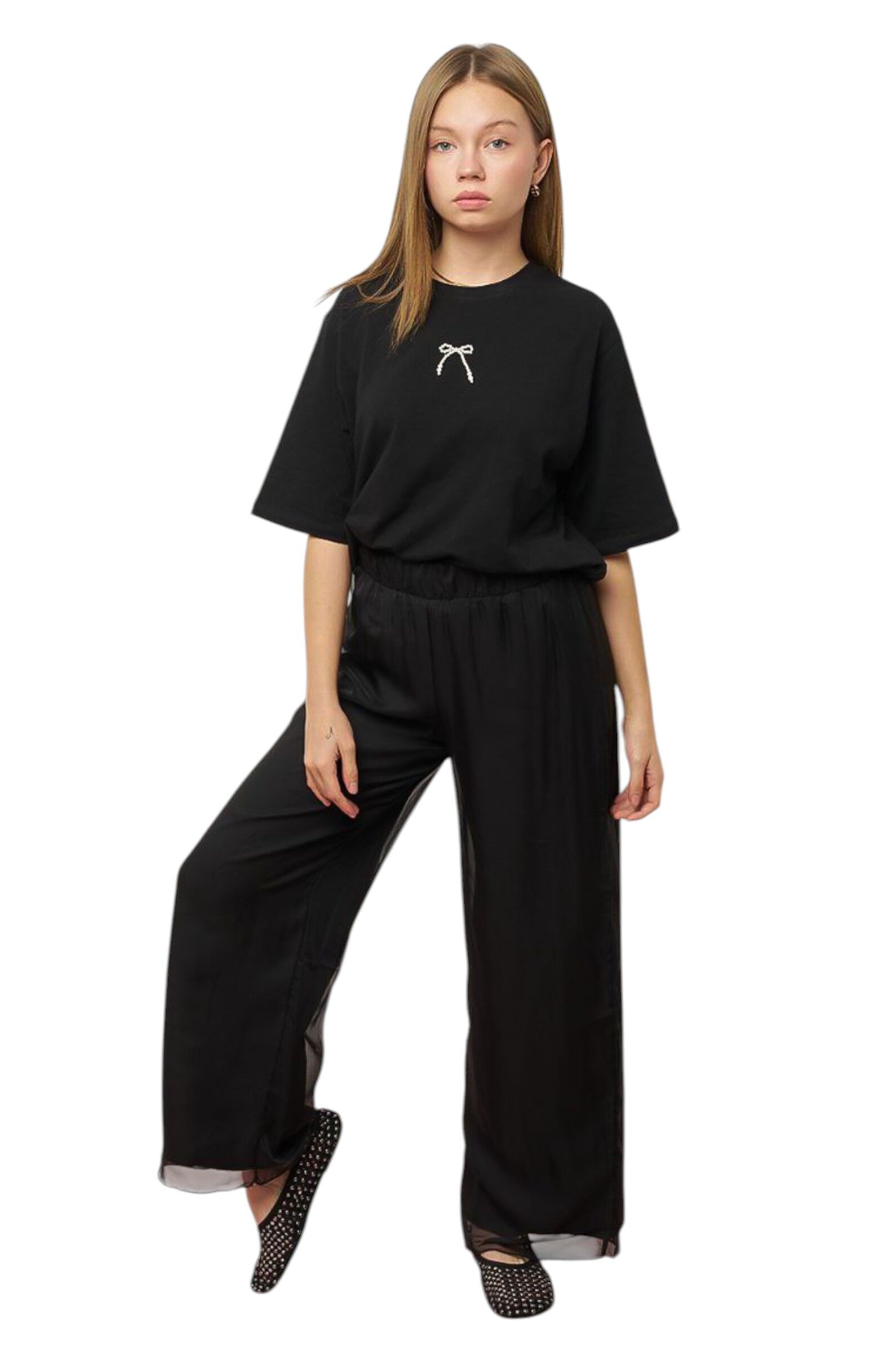 Брюки дев. АРТ.7940,чер,хл-лайкра