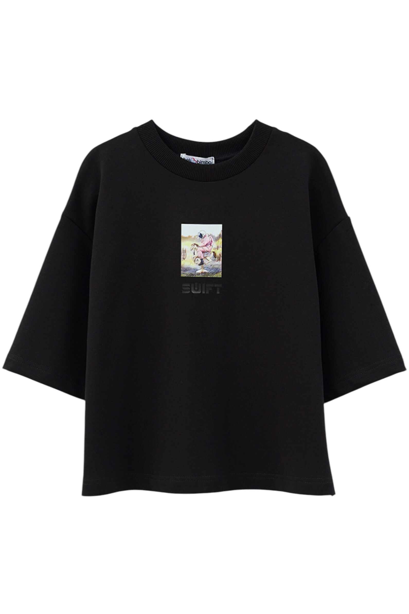 Футболка дев. АРТ.252108,чер,хл-эл