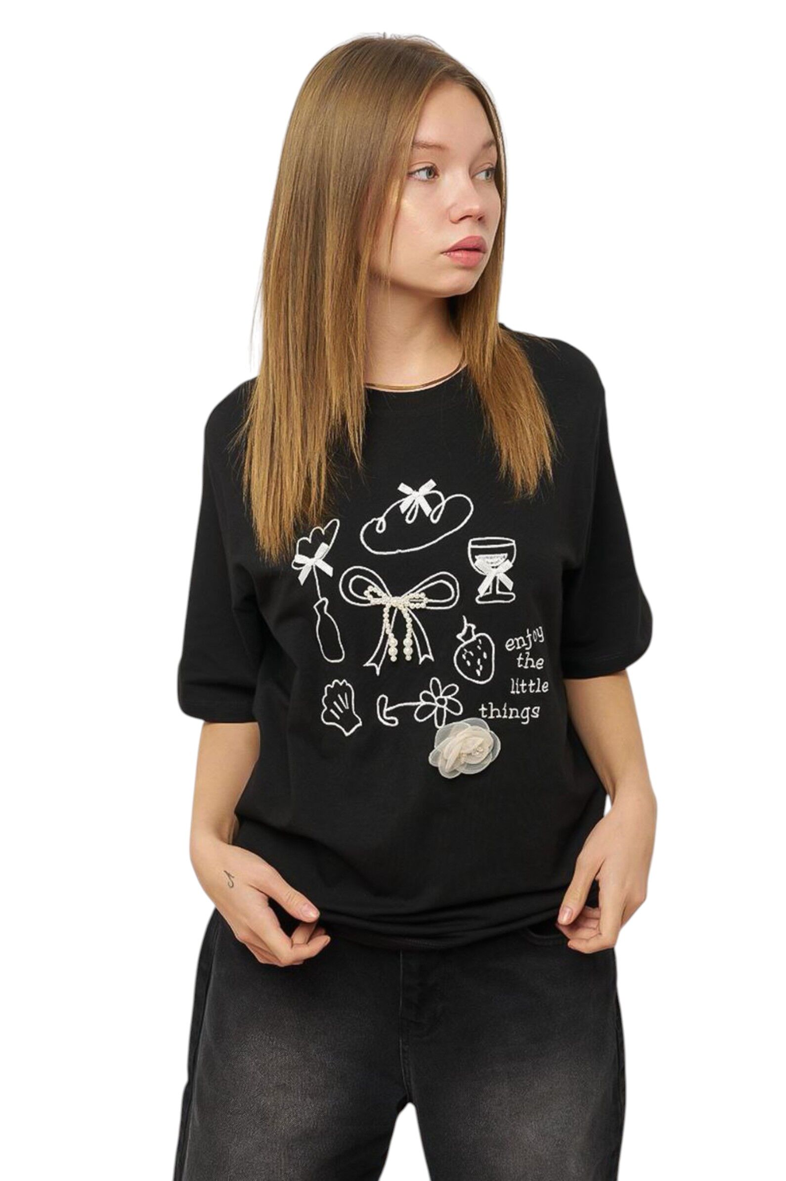 Футболка дев. АРТ.7928,чер-мол,хл-лайкра