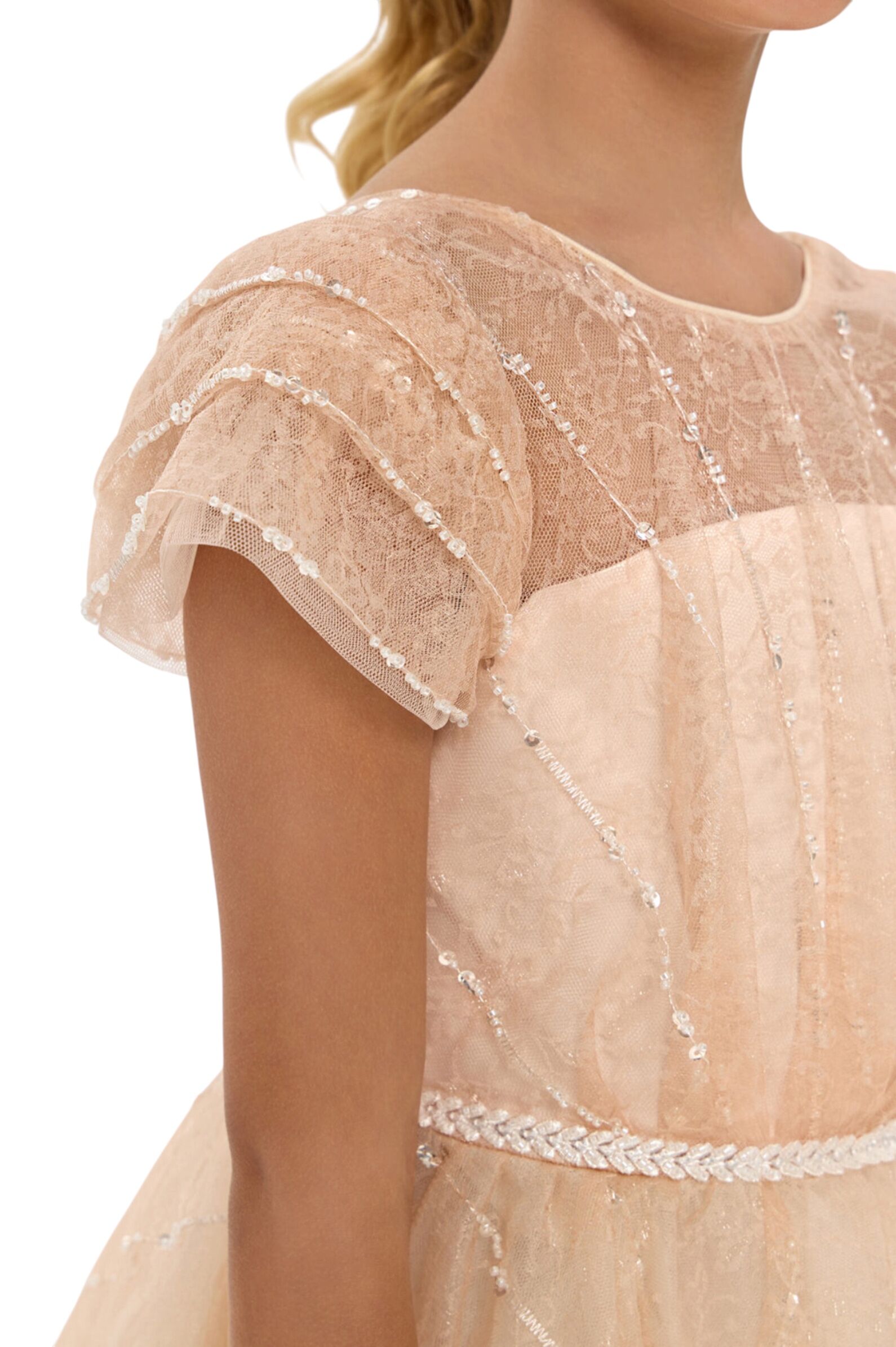 Платье дев. АРТ.1839.43,беж,пэ-пу/хл