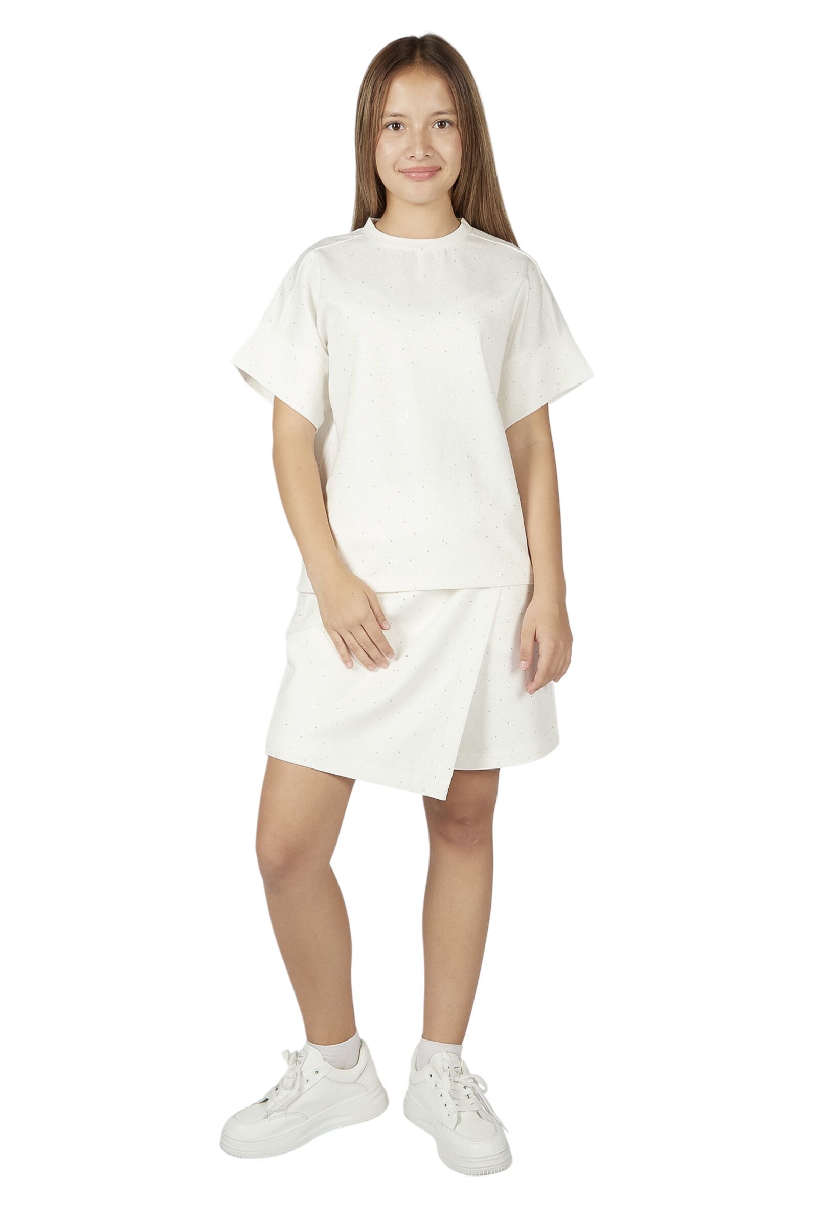 Шорты-Юбка дев. АРТ.G-TR26102,бел,хл-эл