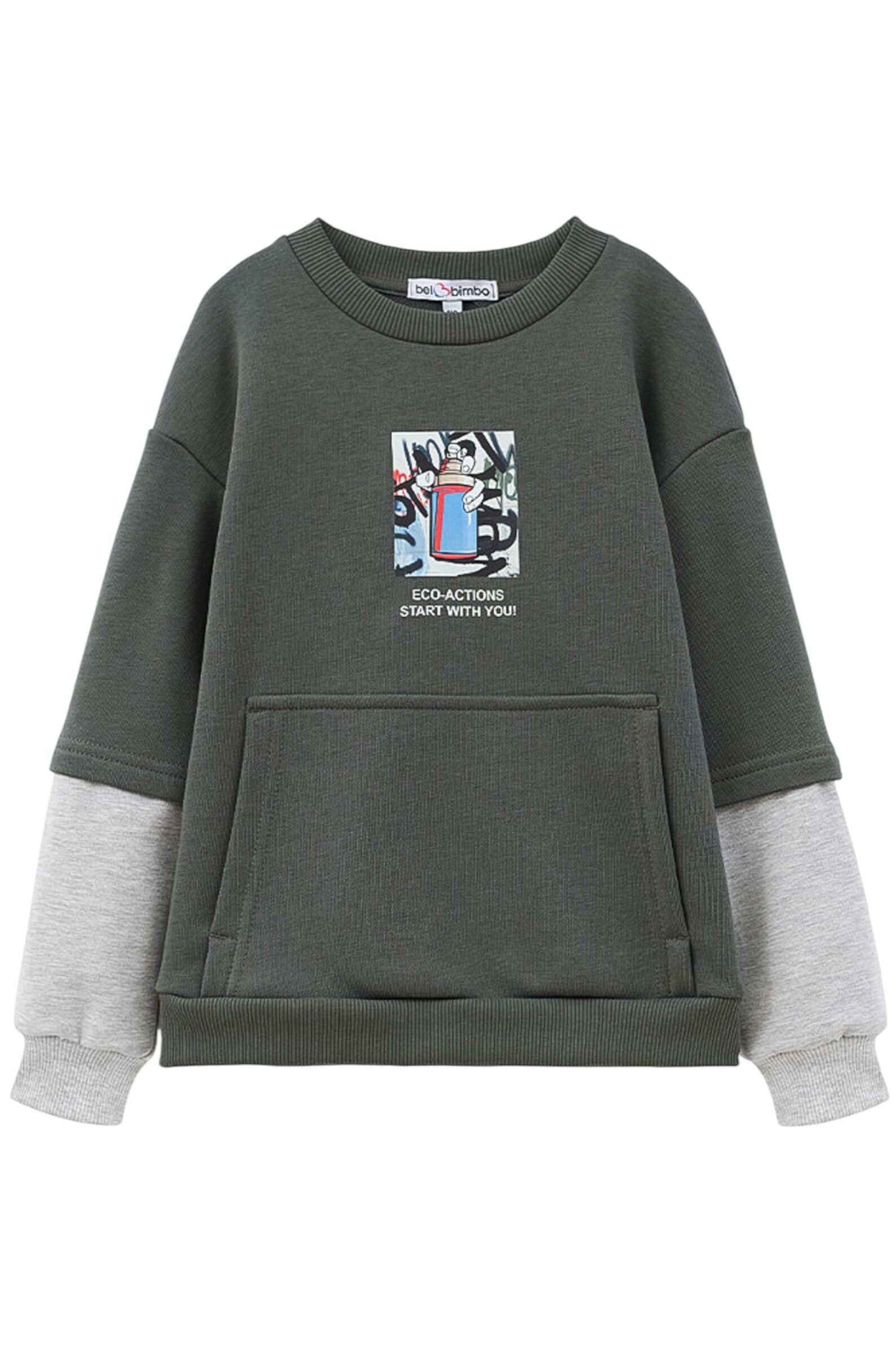 Свитшот мал. АРТ.252080,сер-зел,хл-пэ